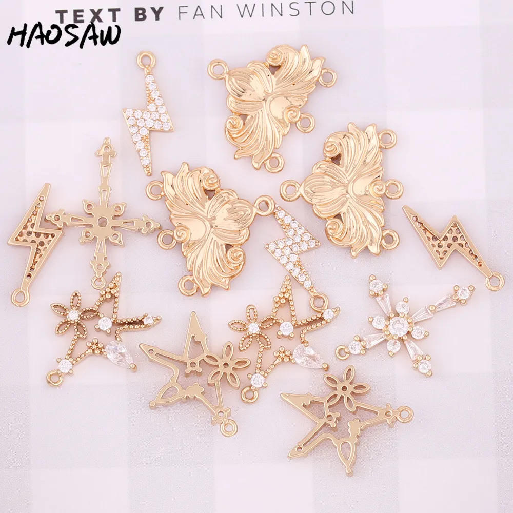 HAOSAW 4 шт./лот звезда/вспышка/Крест Дизайн/прозрачные кристаллы подвески/медные