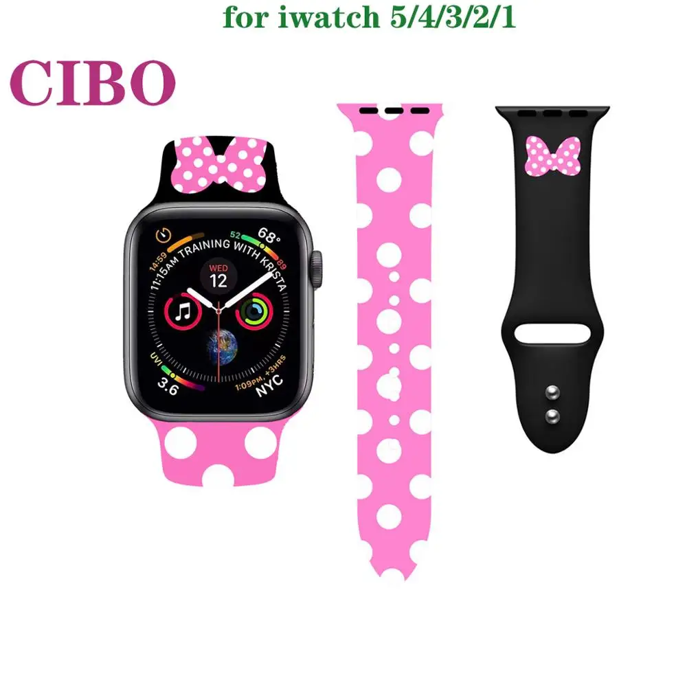 Ремешок с принтом для Apple watch band 44 мм 40 iWatch 42 38 силиконовый спортивный браслет