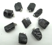 wholesale natural black tourmaline tourmaline repair ore can be used pendant for diy jewelry making necklace accessories 10pcs