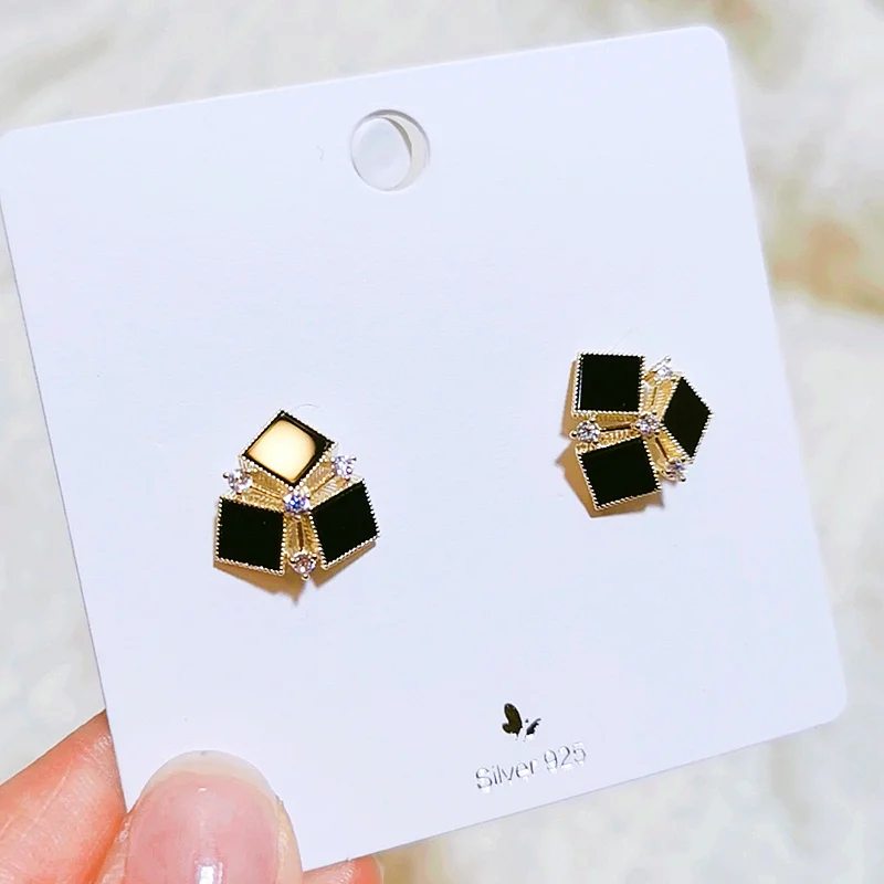 Женские Геометрические серьги-гвоздики корейские квадратные серьги с