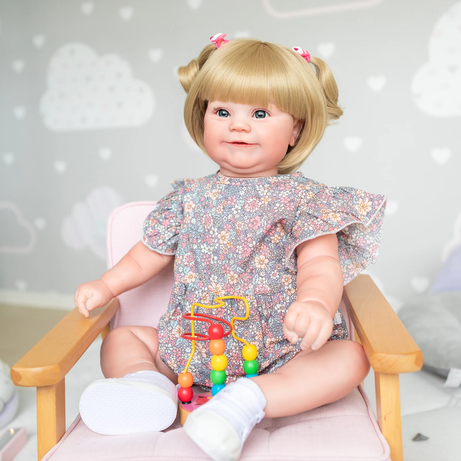 

60CM Huge Size Maddie Baby Reborn Toddler Popular Girl Doll with Rooted blonde hair Soft Cuddle Body High Quality Doll