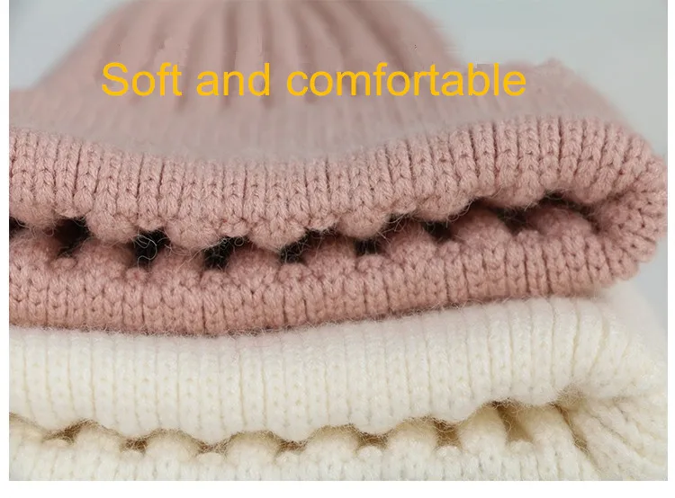 Зимняя вязаная шапка для девочек из натурального Лисьего меха с помпонами