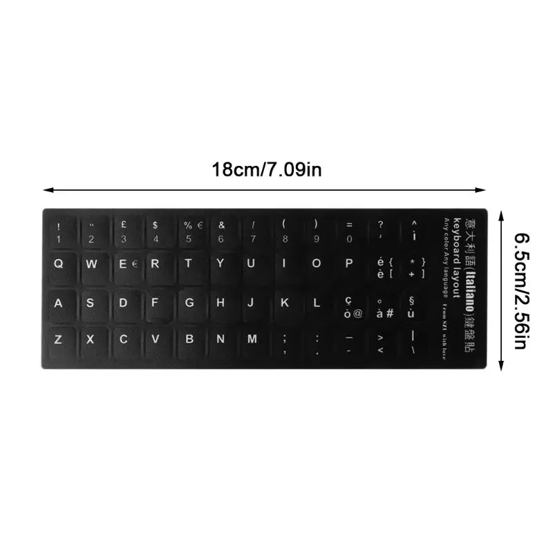 

Durable Russian/French/Spanish/Japanese/German/Arabic/Korean/Italian Keyboard Language Sticker Black Background with White