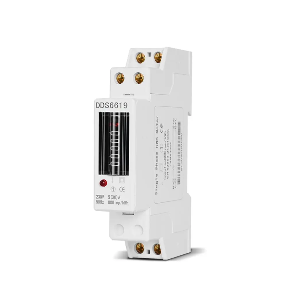 

Цифровой измеритель потребления энергии, аналоговый счетчик энергии 1p 18 мм, однофазный, 2 провода, кВтч, переменный ток 230 В 50 Гц