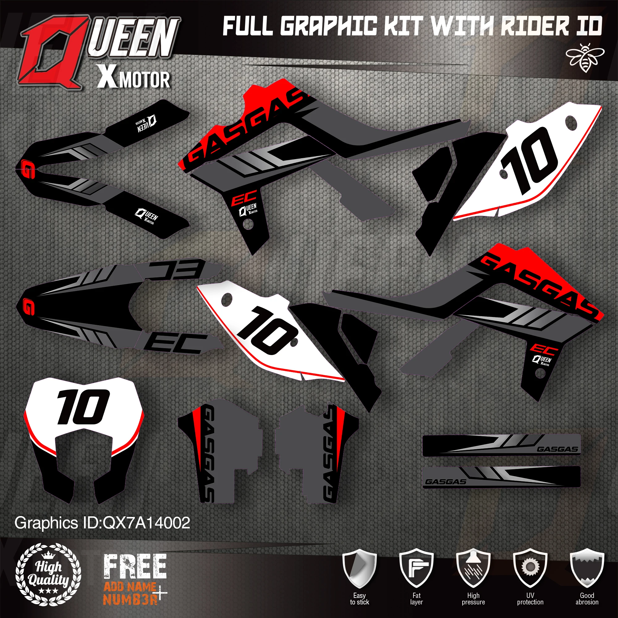 QUEEN X MOTOR Custom Team графические фоны наклейки 3M Набор наклеек для GASGAS 2014 2015 2016 2017 EC