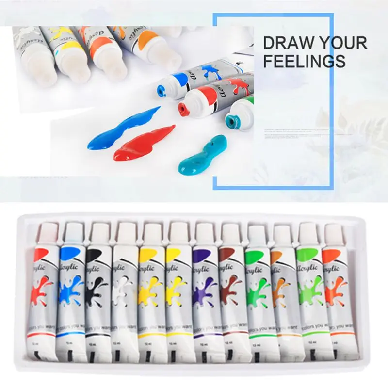 

12 x 12ml Heavy Body Colors Rich Pigments Acrylic Paint Set for Painting Crafts M5TB
