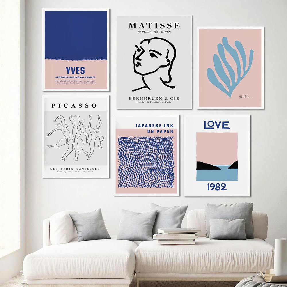 

Matisse Exhibition Gallery Wall Canvas Painting Picasso Klein Print Abstract Modern Gallery Poster Picture For Living Room Decor
