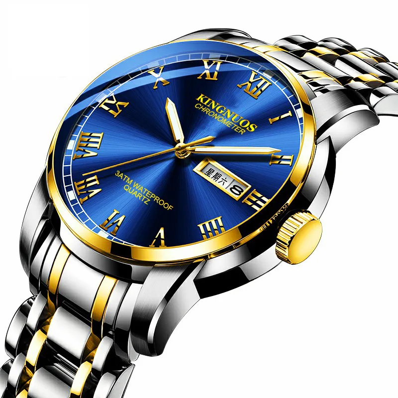 

Double steel strip table calendar round authentic quartz watch business of mechanical watches