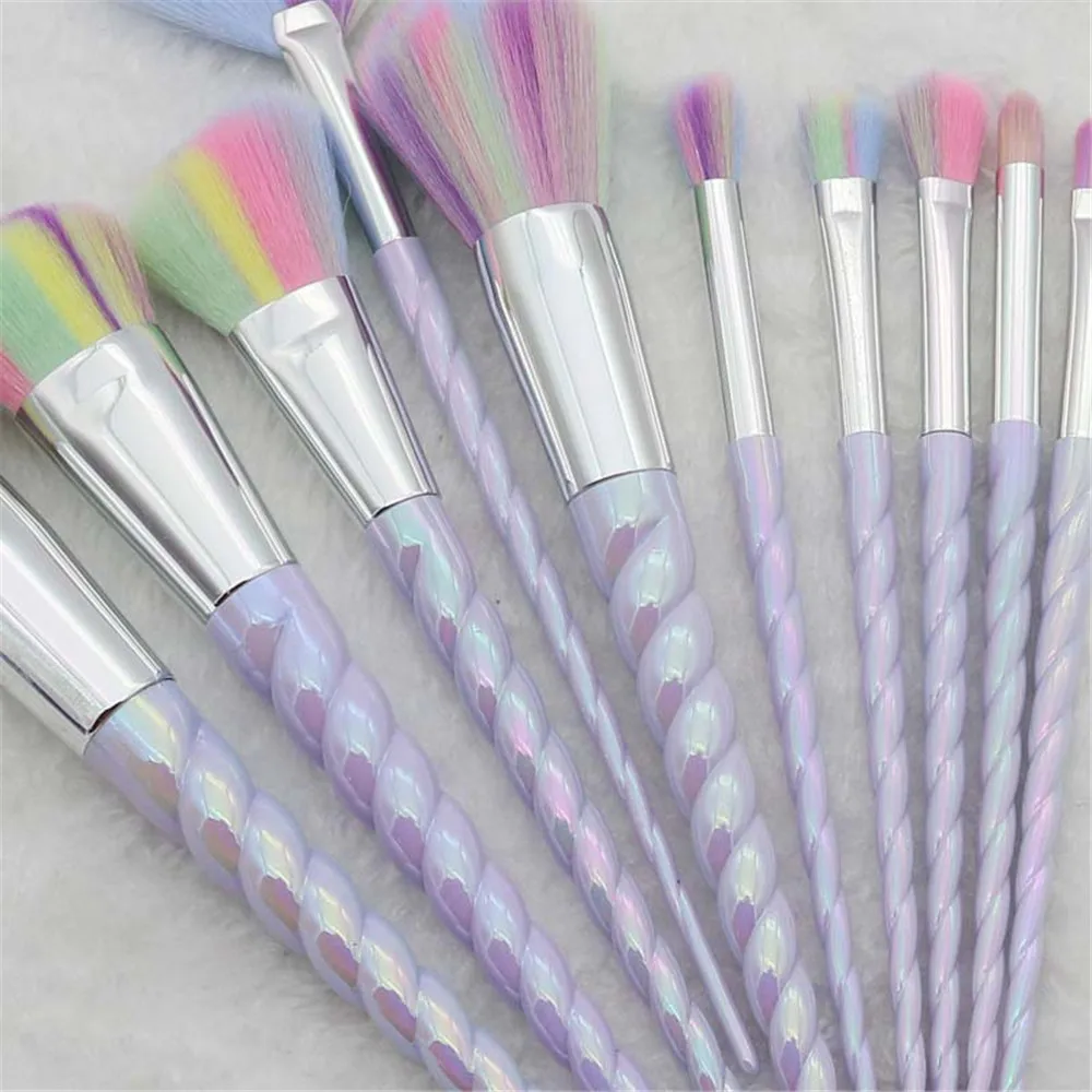 10 шт. набор кистей для макияжа с единорогом пудра румяна косметические тени