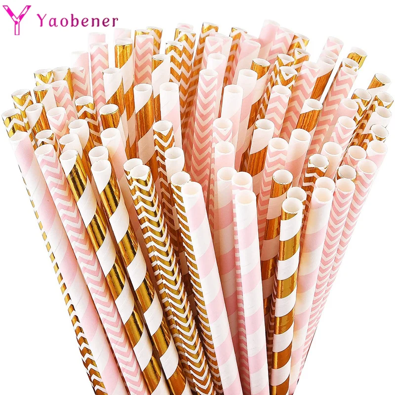 Соломинки из розового золота 25 шт. украшения для первого дня рождения взрослых