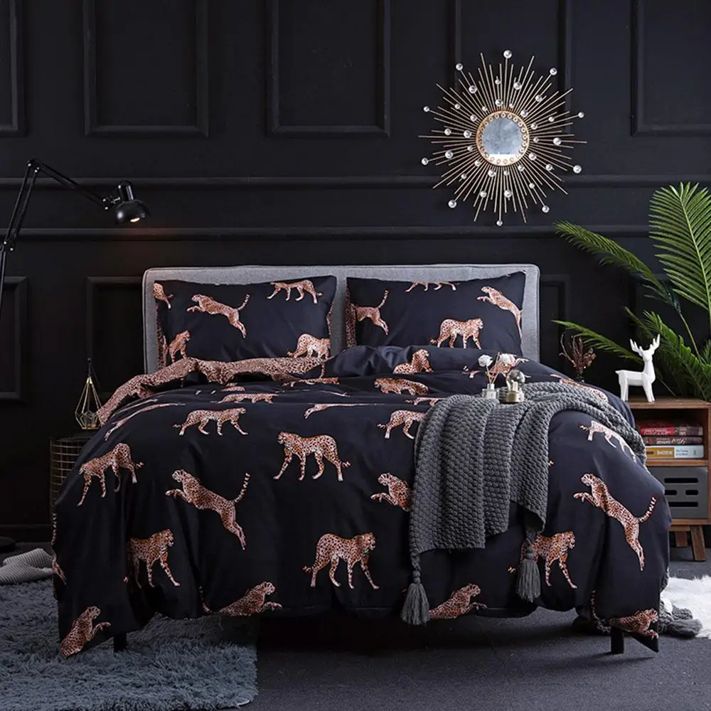 

Women Bed Duvet Cover King Queen Twin Size Quilt Comforter Bedclothes Sets Leopard Printing Bedding Set Ins Sexy Chic