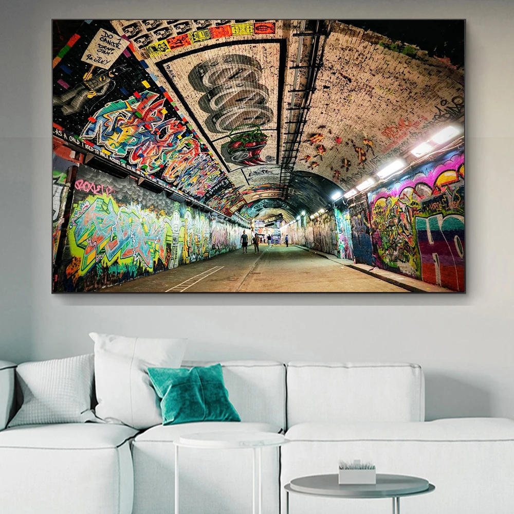 Граффити Бэнкси удивительное уличное искусство туннельная Картина на холсте