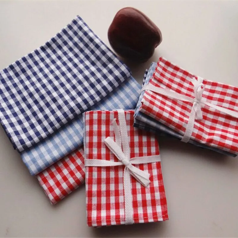 

Home Cotton and Linen Baking Background Cloth Square Placemat Napkin Plaid Placemats Dish Towels