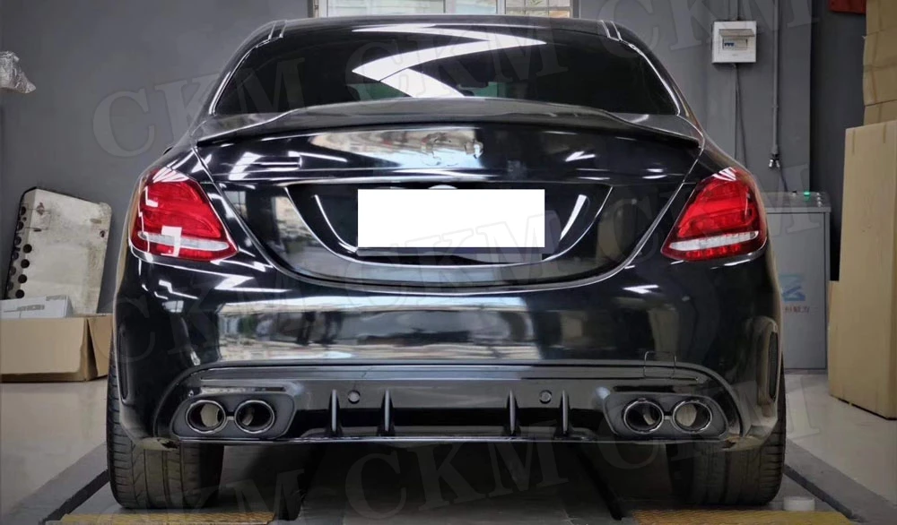 ABS задний диффузор для губ с выхлопными наконечниками Benz C Class W205 C205 C43 C63 AMG 2015-2020