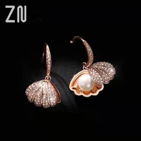 zn new trendy crystal geometric dangle earrings personality shell pearl earrings drop earrings jewelry gift earrings for women