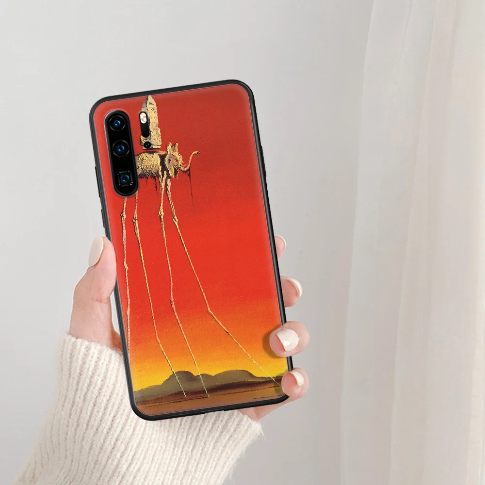 

Salvador Dali Art Painting Phone Case For Huawei P Mate Smart 10 20 30 40 Lite Z 2019 Pro black Bumper Fashion Hoesjes 3D Coque