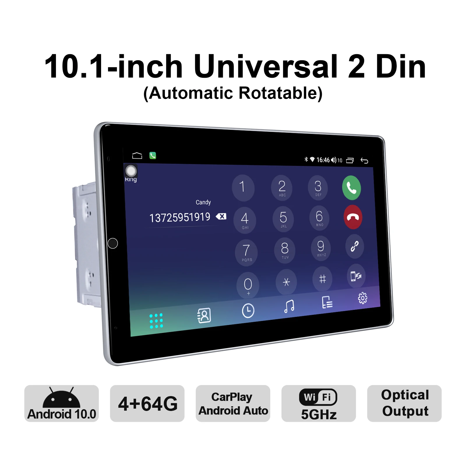 구매 안드로이드 10.0 자동차 라디오 플레이어 헤드 유닛 10.1 인치 4GB RAM 및 64GB RAOM 멀티미디어 플레이어 지원 무선 카플레이, 안드로이드 자동 BT