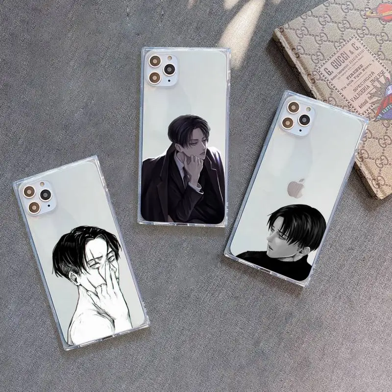 

attack on titan anime Phone Case For iPhone 7 8 11 12 X XS XR MINI Pro Max Plus Clear Square Transparent
