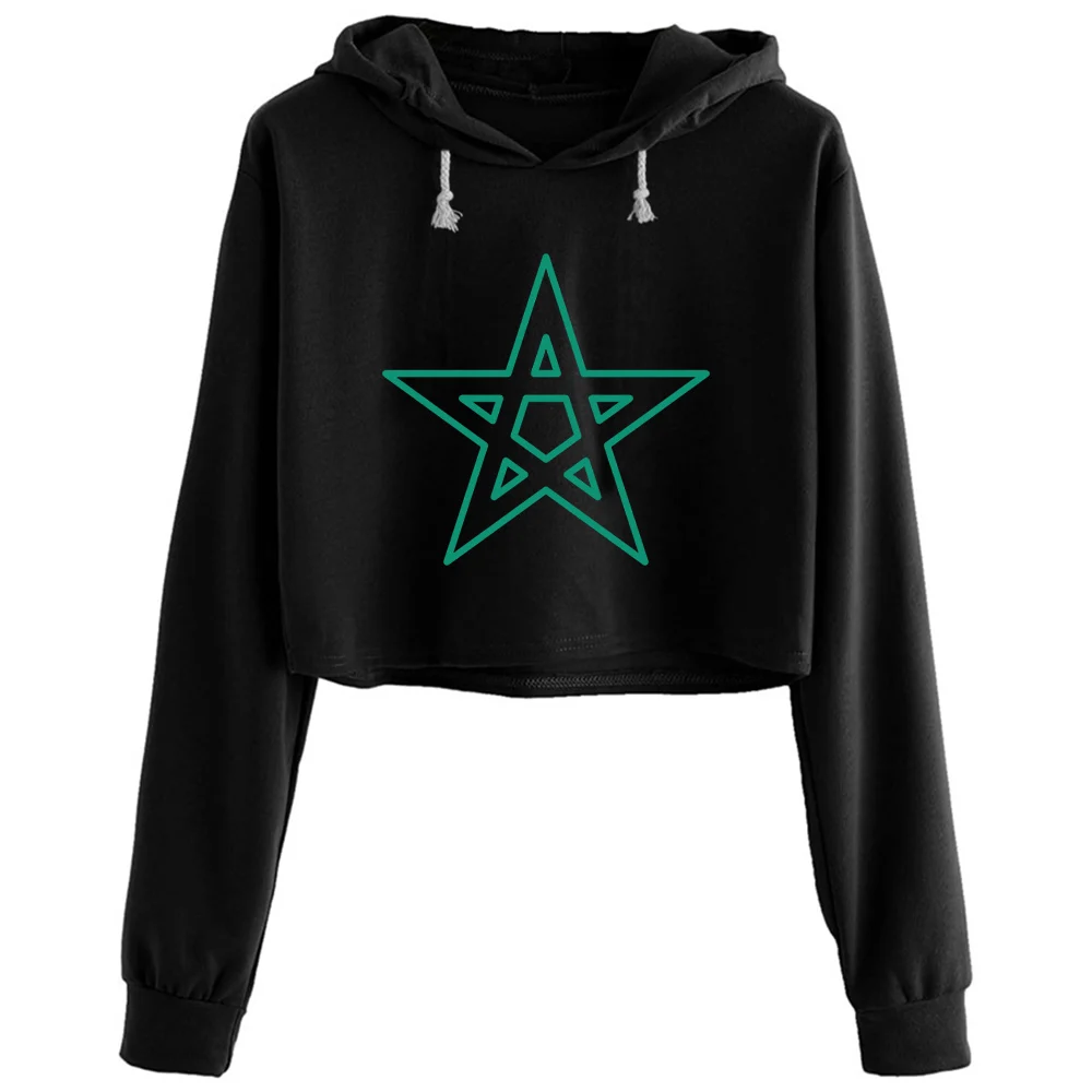 

Maroc Crop Hoodies Women Grunge Harajuku Anime Emo Pullover For Girls