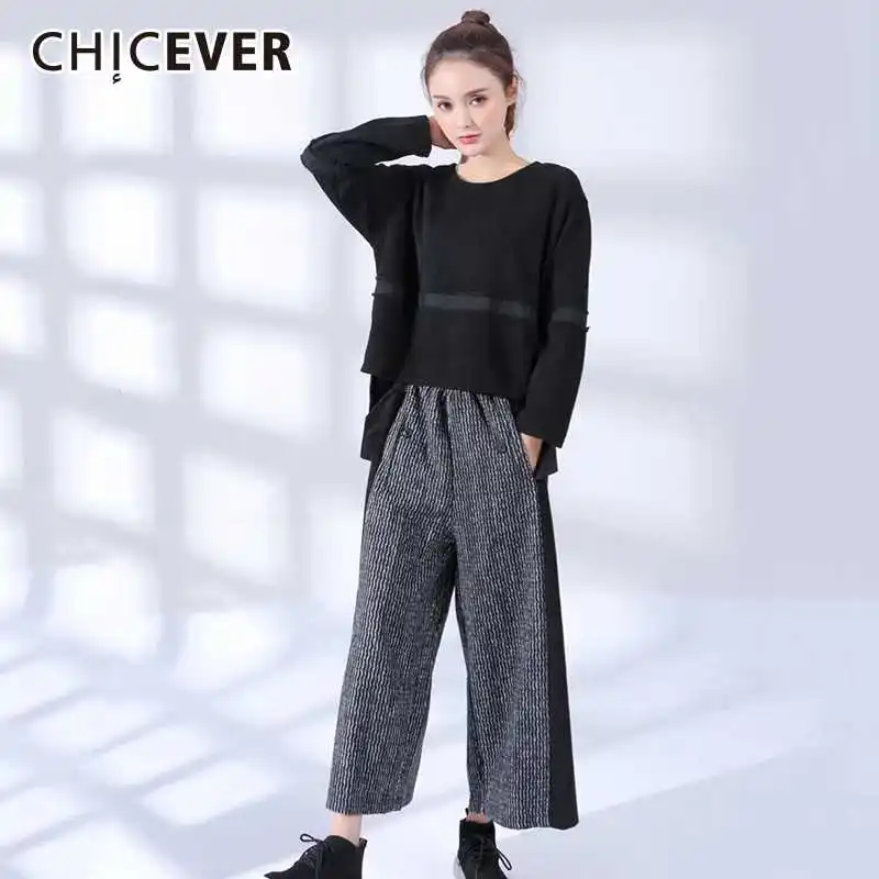 CHICEVER женские костюмы с круглым вырезом и длинным рукавом асимметричная женская