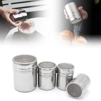 1 pc powder sugar shaker stainless steel screen sugar spreader chocolate vibrating coffee screen with cup lid for kitchen tools