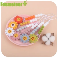 fosmeteor new crochet diy sunflower pacifier clip pacifier chain baby sunflower clip anti drop chain accessories baby products