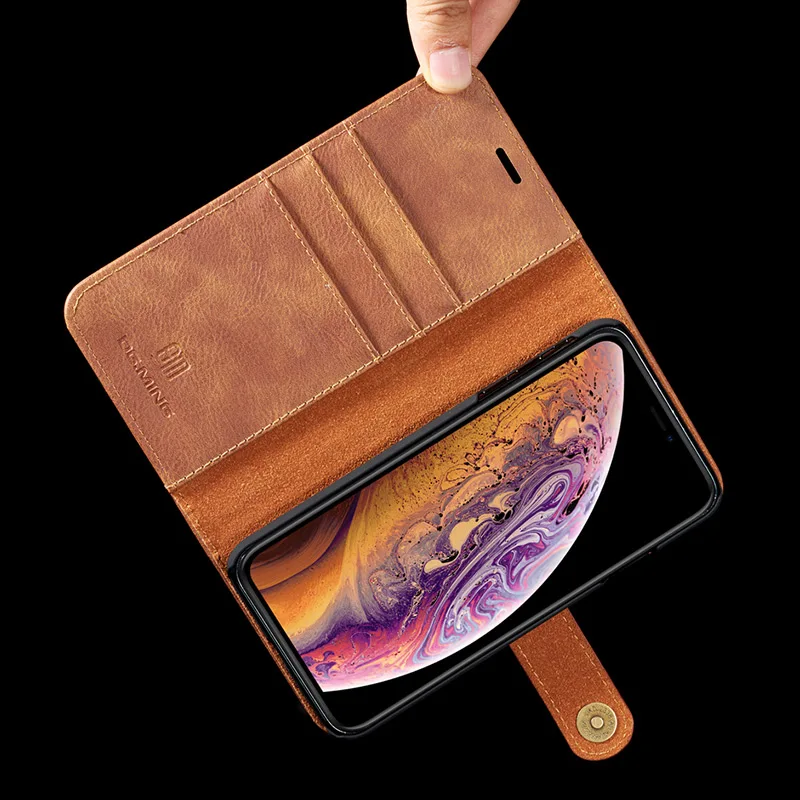 Роскошный чехол из натуральной кожи для Apple IPhone X XS 6S 7 8 Plus SE 11 Pro Max XR откидной Магнитный чехол-бумажник для телефона съёмный корпус