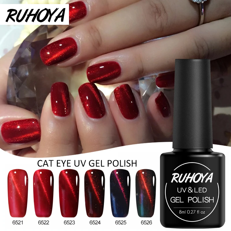 Ruhoya кошачий глаз лак для ногтей с блестками волшебный Сильный магнитный эффект