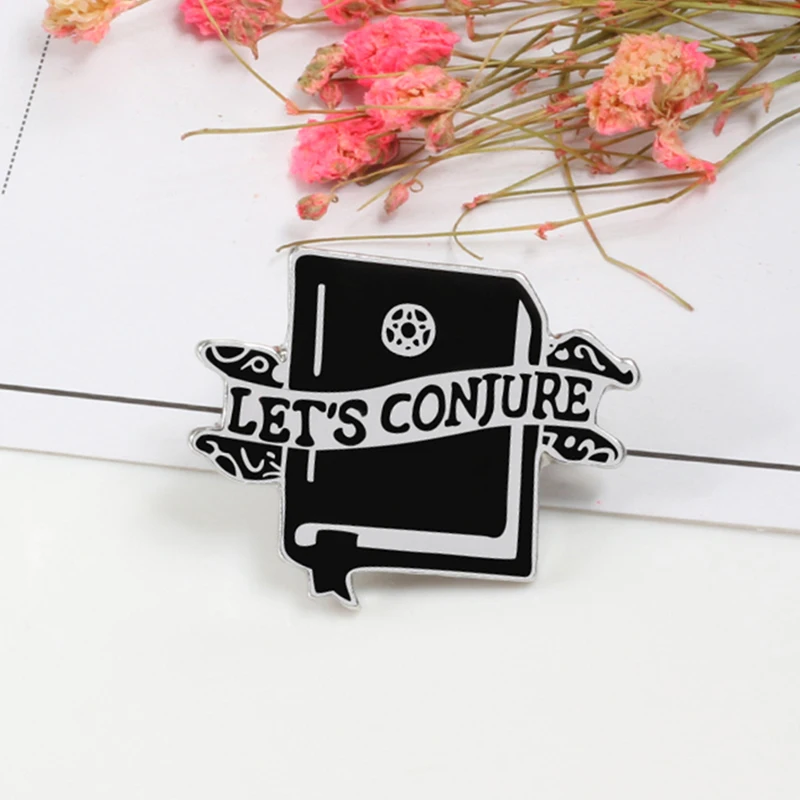 Черные эмалевые броши в стиле панк волшебная книга забавные библиотечные книги