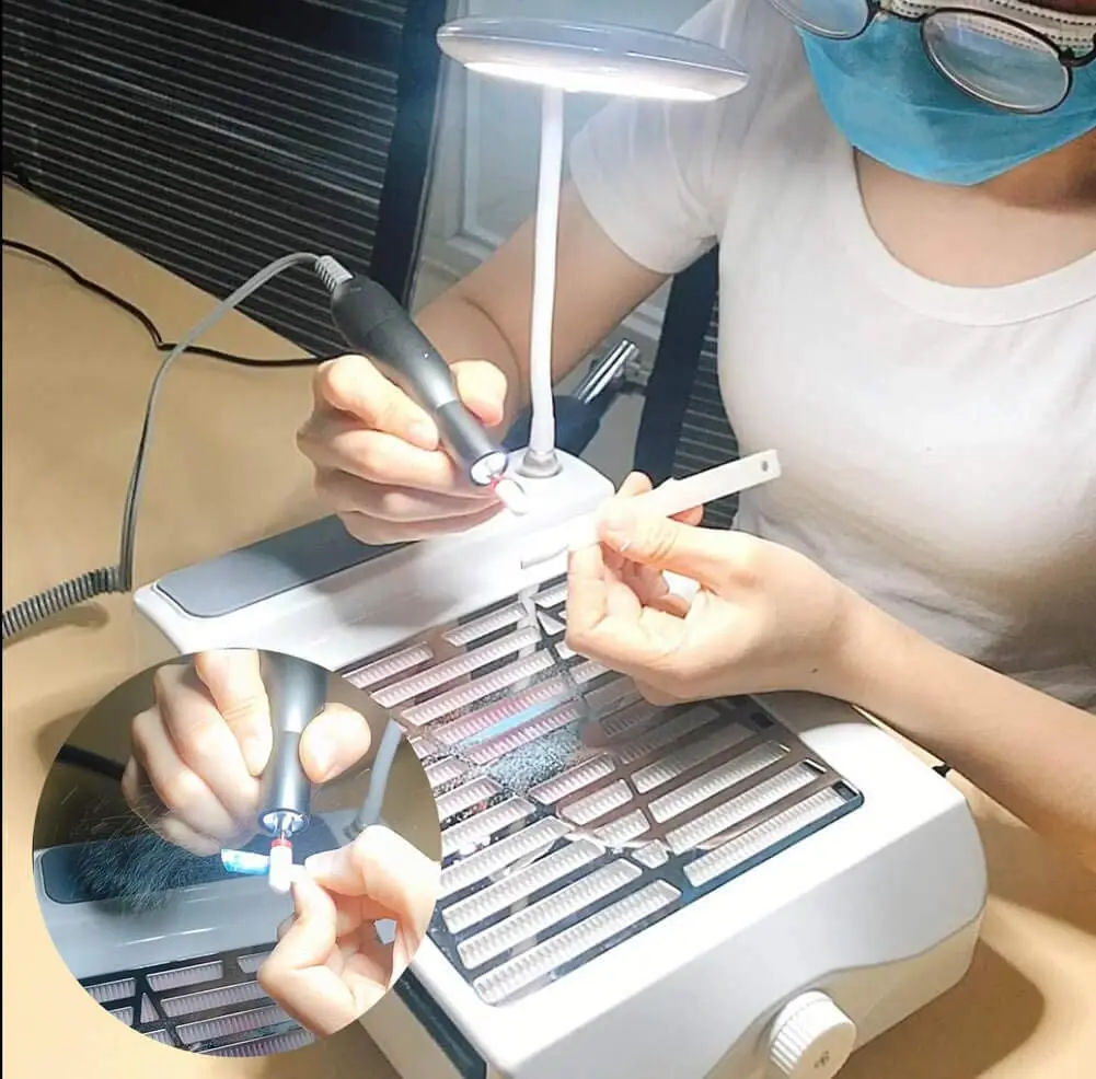 

2-in-1 Manicure Table Dust Collector Machine With Led Lamp Dust-Free Nail Dust Vacuum Cleaner With Removable Filter 60W