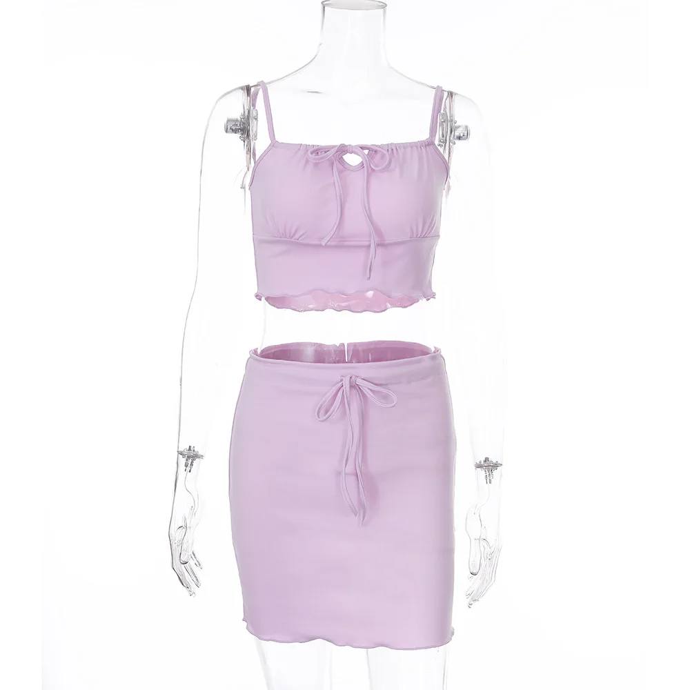 

NEW Hot Sale Women's High Waist Skirt Sexy Short Halter Neck Camisole Suit Two-Piece Top Sexy Hip Short Skirt Suit