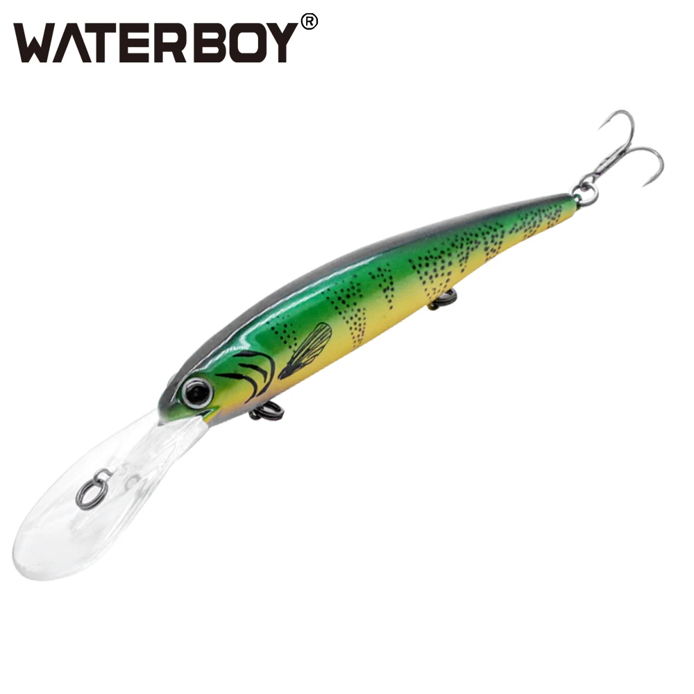 WATERBOY Long Lip Minnow Fishing Lure 12cm 20g Deep Wobbler Swimming Artificial Pesca Hard Fish Bait