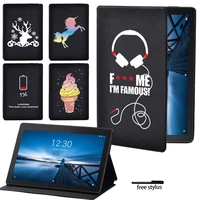 dust proof tablet case for lenovo tab e10 10 1 inchlenovo tab m10 10 1 inch simple picture flip soft leather stand cover case