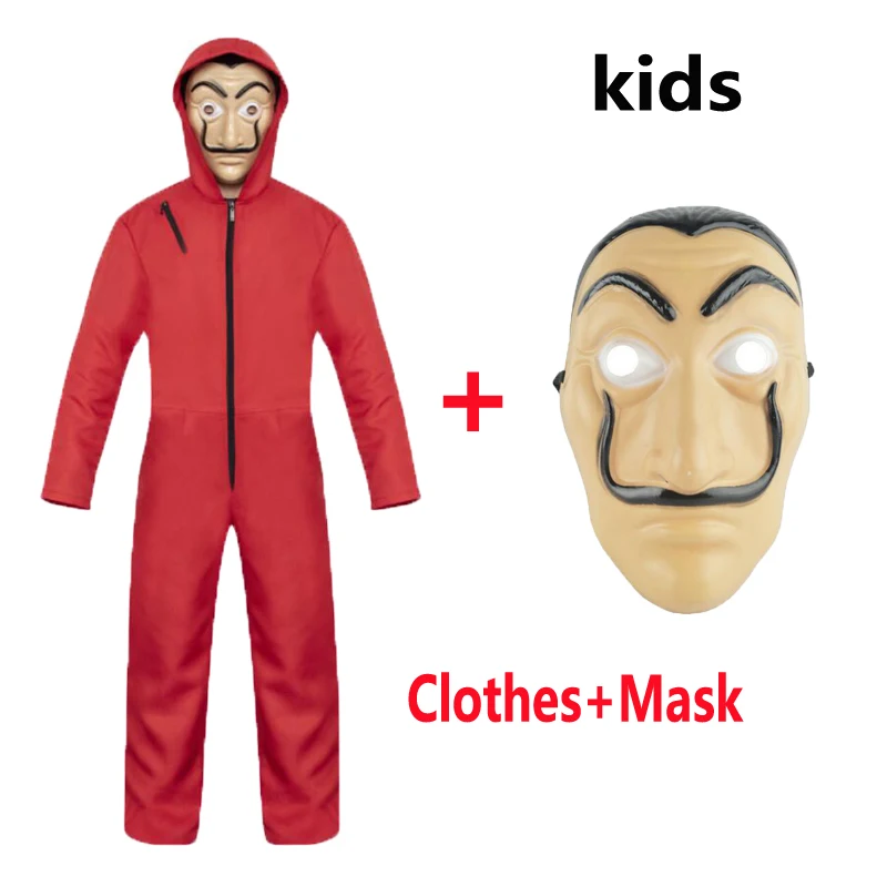 K Costume and mask Salvador Dali фильм The House Of paper House вечерние бумажные маска для косплея на Хэллоуин Money Heist косплей костюм и маска для лица - Цвет: K Costume and mask