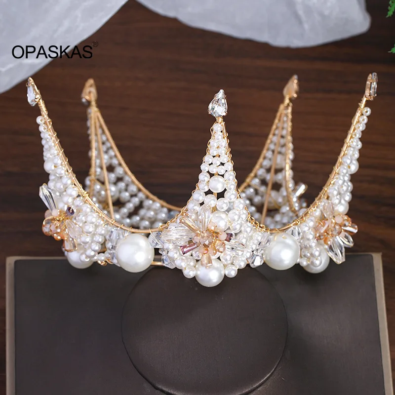 

Роскошные Украшенные жемчугом серьги ручной работы в комплекте с нежной королевской короной супер сказочные украшения для волос для девоч...