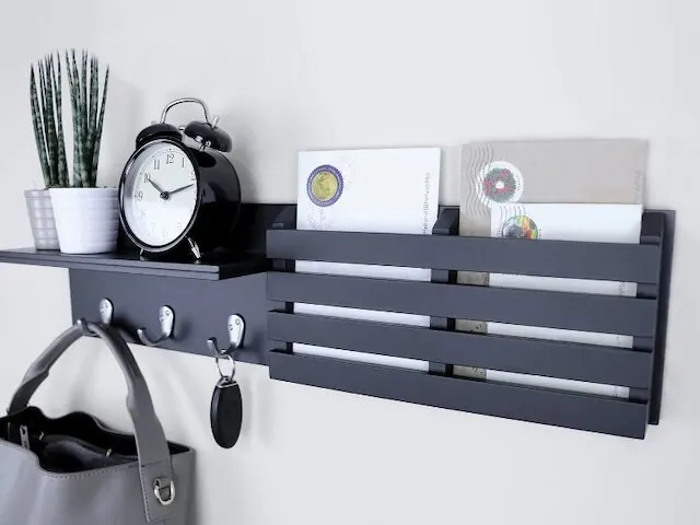 

Wooden Wall Shelf Entrance Hanger Shelf Anthracite Wall Shelf To the Wall
