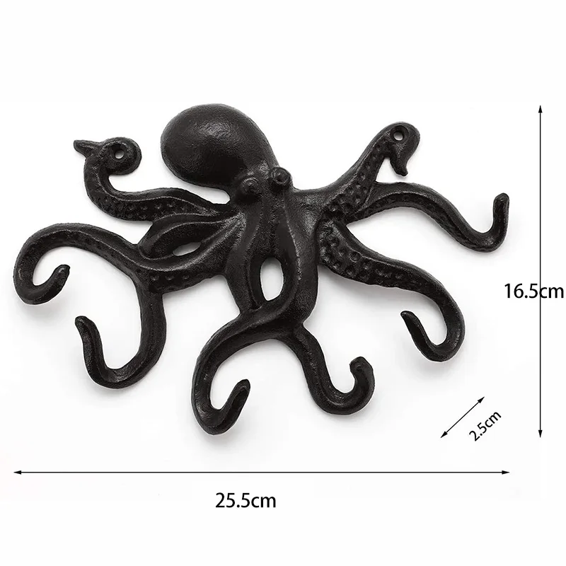 Hook/Coat Hooks Rustic Decorative Wall Mounted Cast Iron Key Holder Decor with 8 Tentacles Set of 2 Brown | Дом и сад