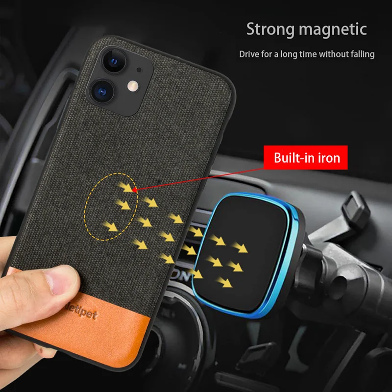 Мужской тканевый в деловом стиле, магнитный чехол для iphone 11 pro max, противоударный автомобильный чехол-держатель, чехол для iphone 11 pro max 6,5, брезентовый чехол