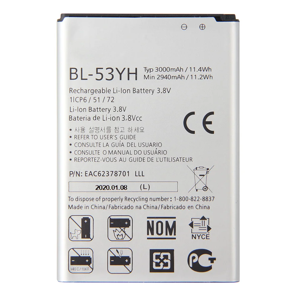 Оригинальная замена Батарея BL-53YH для LG G3 f400L F460 D858 D830 VS985 D850 Аутентичные телефон