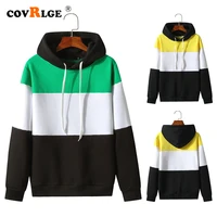 covrlge mens hoodie new patchwork spring autumn mens causal comfortable fabric hooded sweatshirt hoody male streetwear mww336