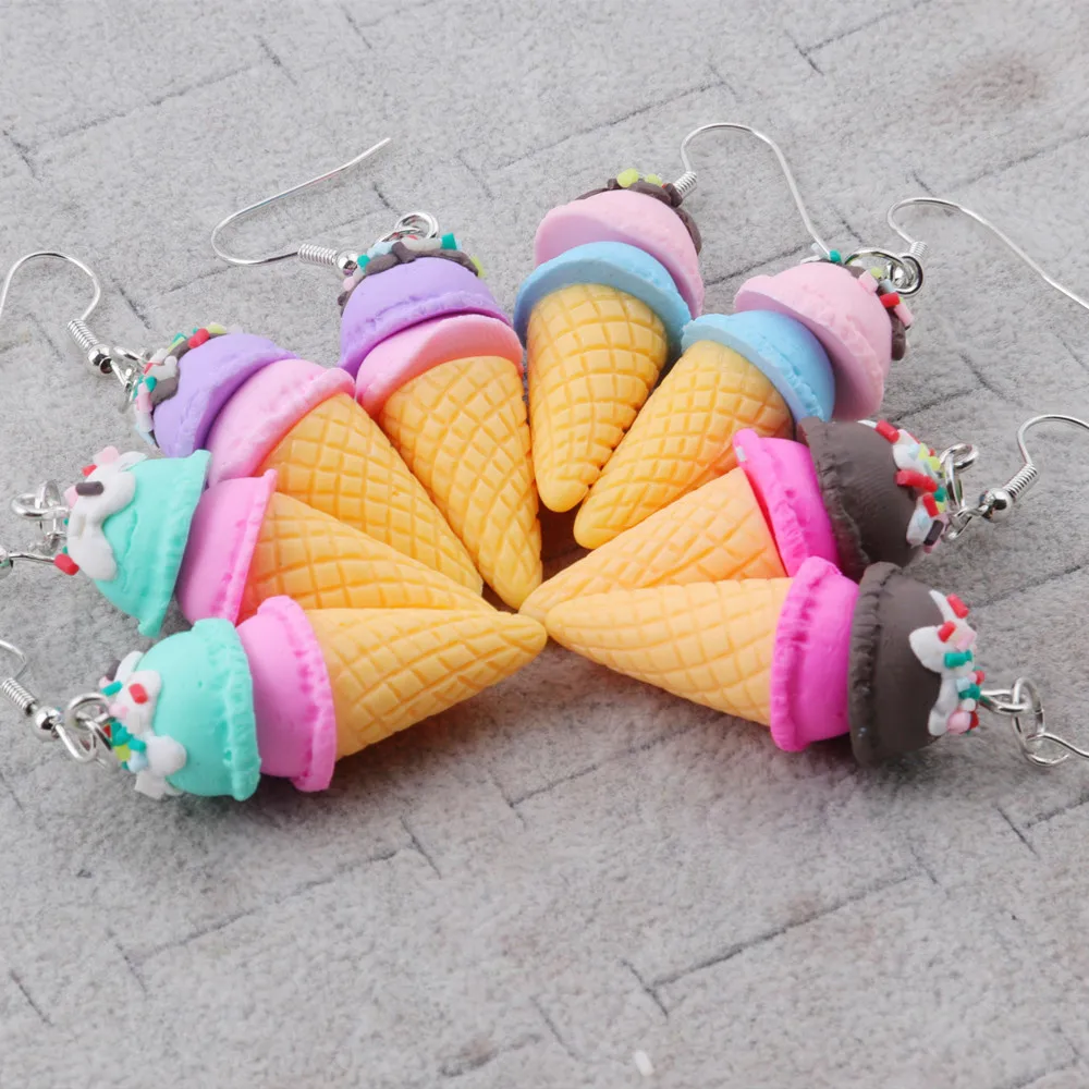 

New Trendy Candy Color Ice Cream Drop Earrings For Women Girls Korean Cute Resin Dangle Earrings Children Jewelry Gifts