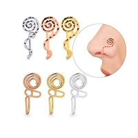 2021 new fashion women trend stainless steel spiral fake nose ring u shaped cuff non piercing nose clip women nose body jewelry