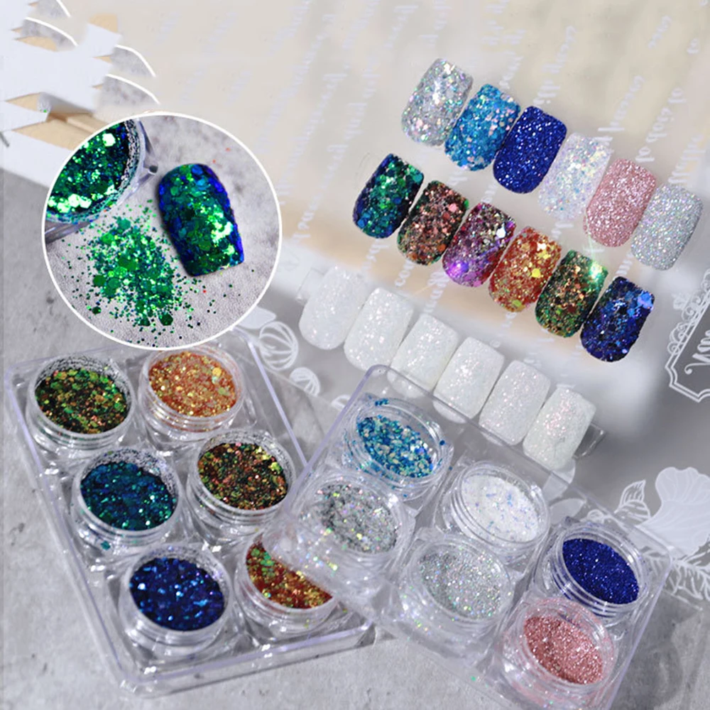 

Fluorescent Nail Glitter Powder DIY Design Harmless Waterproof Dust Gradient Pigments Manicure Nail Glitter