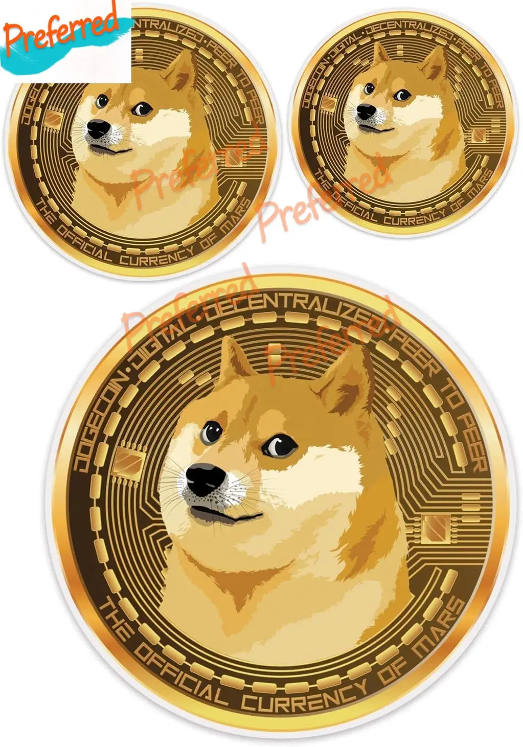 Наклейка Dogecoin s-водонепроницаемая-устойчивая к царапинам-наклейки-официальная