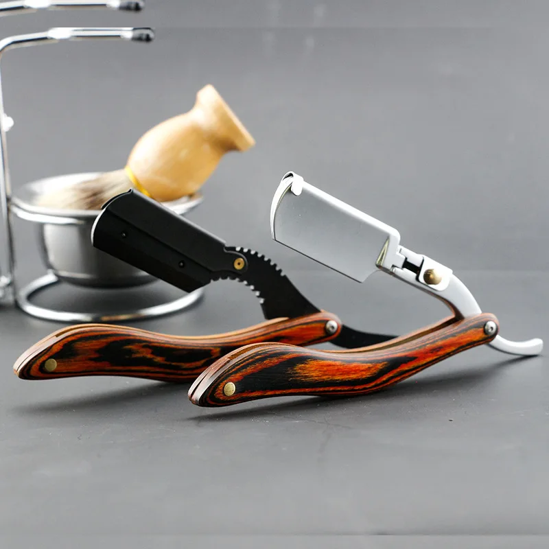 

Men Shaving Barber Tools Manual Blade Razor Shaving Head Stainless Steel Scraper Vintage Folding Knife Holder Men's Gift G1231