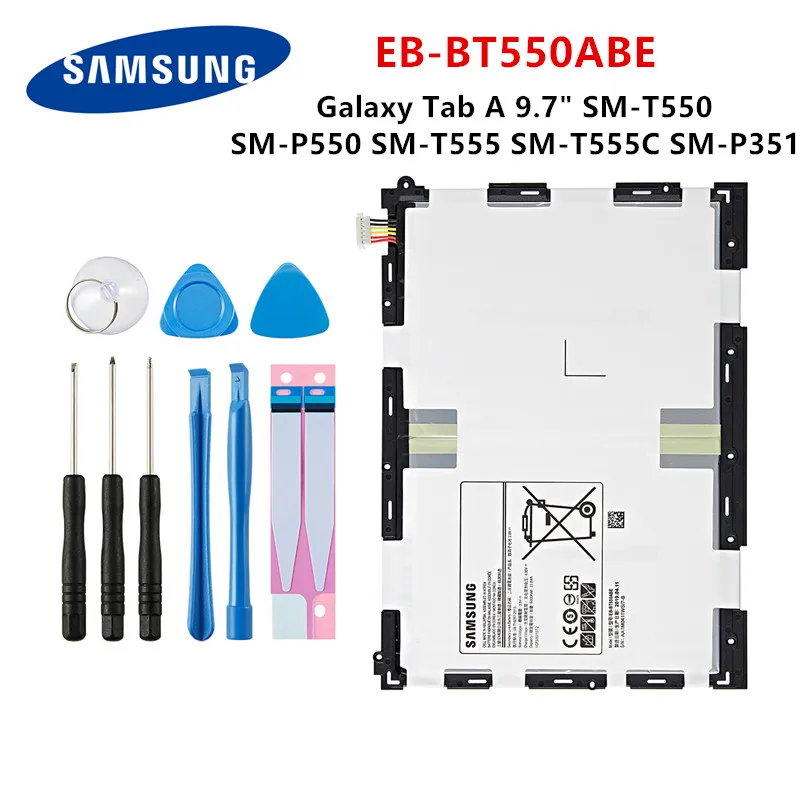 

SAMSUNG Orginal Tablet EB-BT550ABE 6000mAh Battery For Samsung Galaxy Tab A 9.7" SM-T550 SM-P550 SM-T555 SM-T555C SM-P351 +Tools
