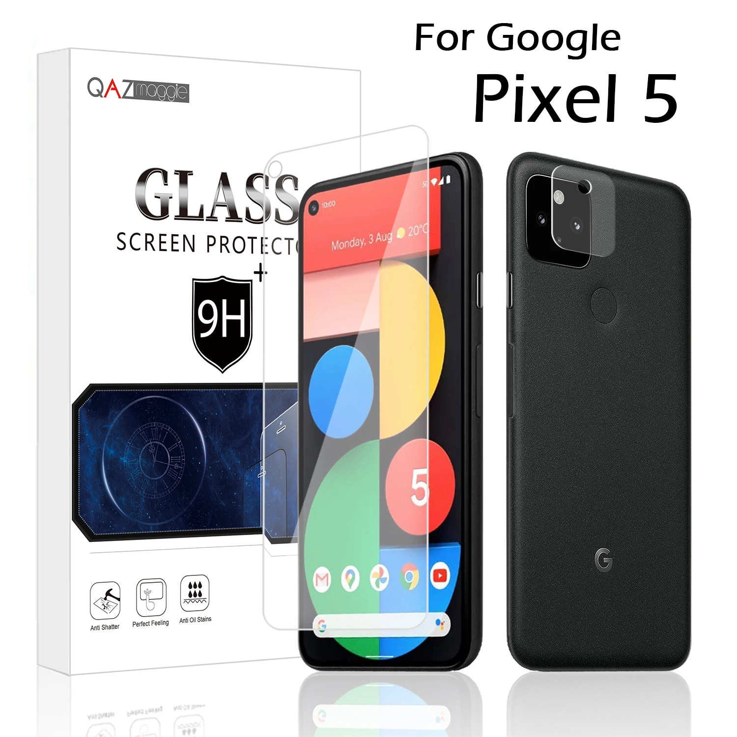 

For Google Pixel 5 Tempered Glass QAZ Maggie H+Pro Screen Protector Glass for Google Pixel 5 with Lens Film