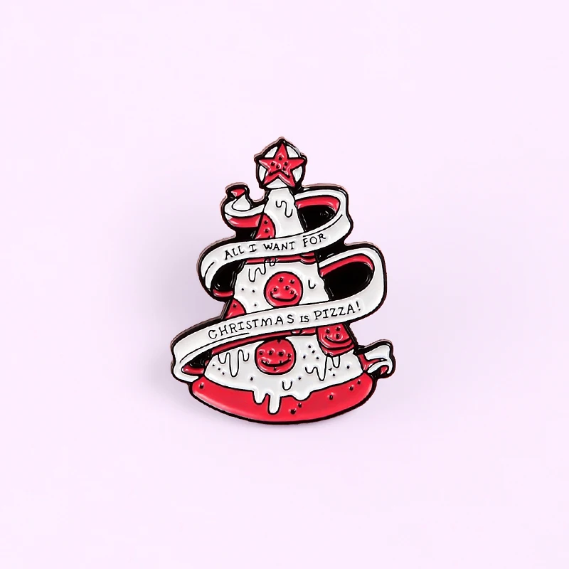 Пицца Рождественская елка металлическая эмалированная брошь мультфильм НЛО
