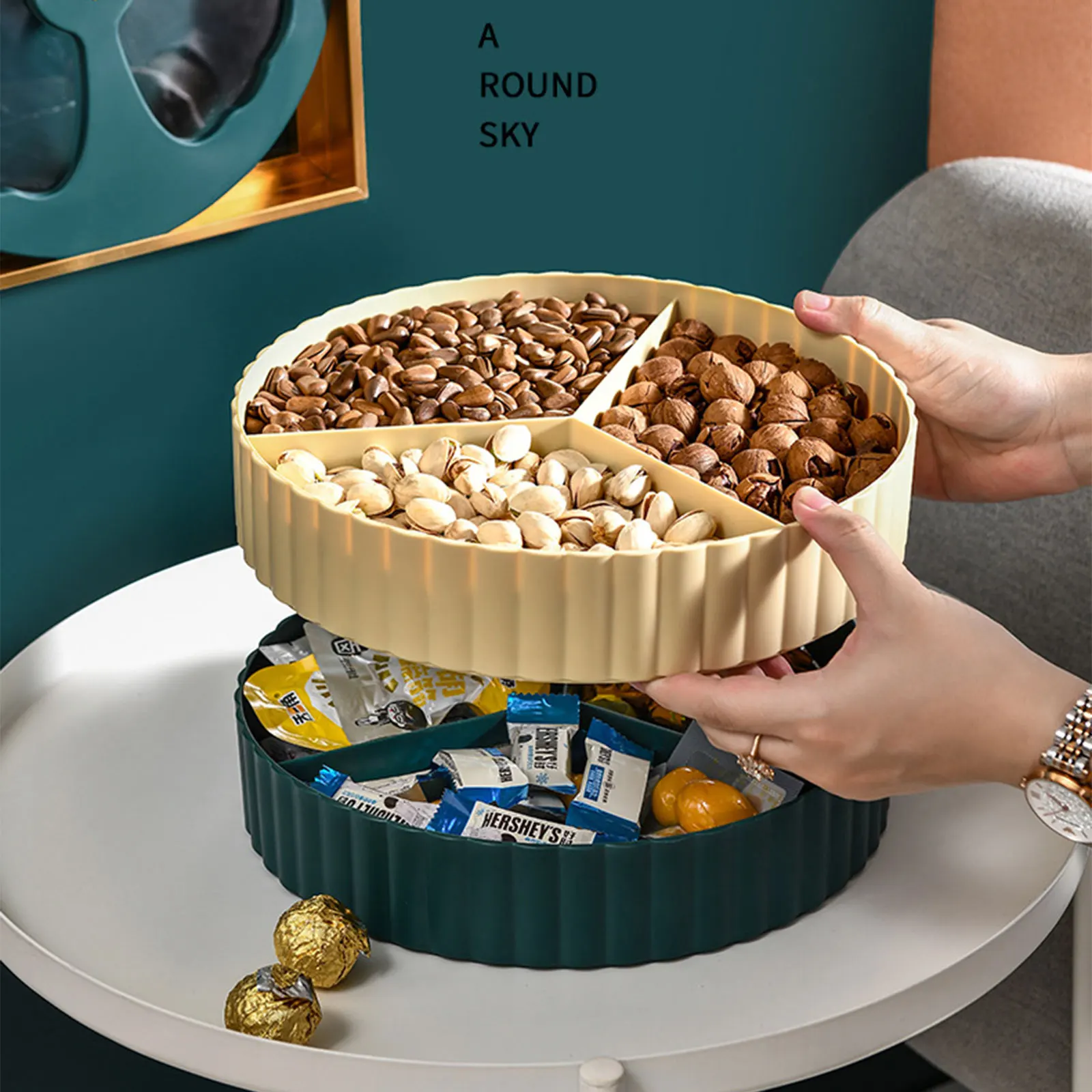 Luxury Dried Fruit Storage Box Creative Multi-layer Nut Tray Candy Elk Pattern Snack Plate | Дом и сад