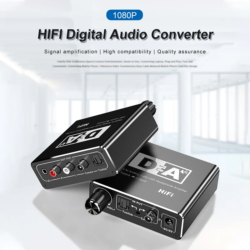 

Digital to Analog Converter DAC Optical Fiber Toslink Coaxial Bi-directional Switch RCA 3.5mm Jack Audio Adapter